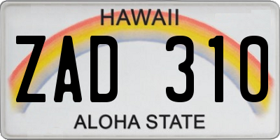 HI license plate ZAD310