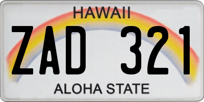 HI license plate ZAD321