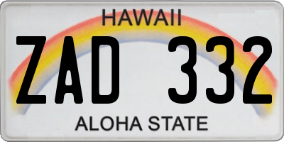 HI license plate ZAD332