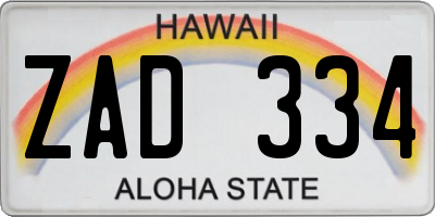 HI license plate ZAD334