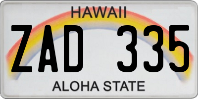 HI license plate ZAD335