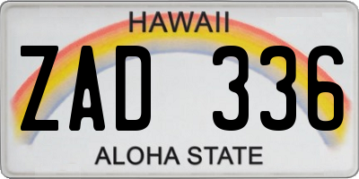 HI license plate ZAD336