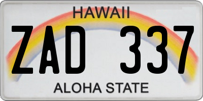 HI license plate ZAD337