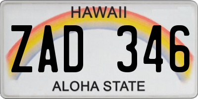 HI license plate ZAD346