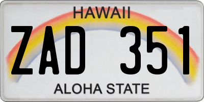 HI license plate ZAD351