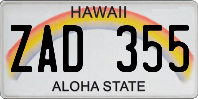 HI license plate ZAD355