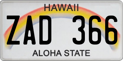 HI license plate ZAD366