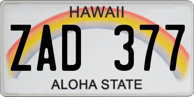 HI license plate ZAD377