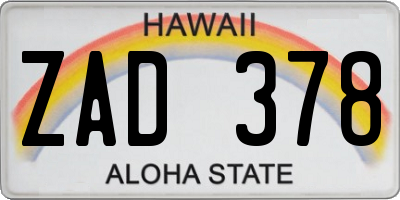 HI license plate ZAD378