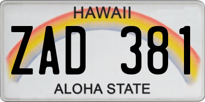 HI license plate ZAD381