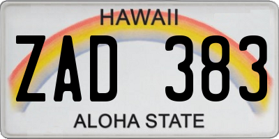 HI license plate ZAD383