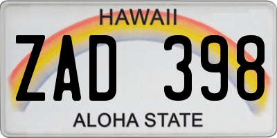 HI license plate ZAD398