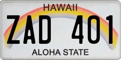 HI license plate ZAD401