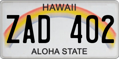 HI license plate ZAD402