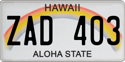 HI license plate ZAD403