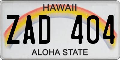 HI license plate ZAD404