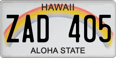 HI license plate ZAD405