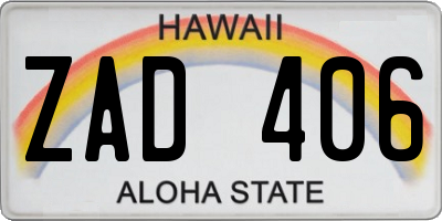 HI license plate ZAD406