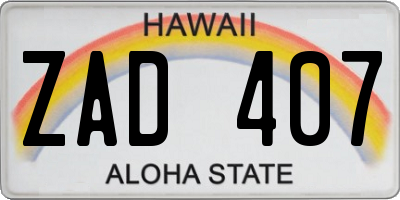 HI license plate ZAD407