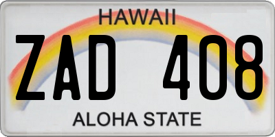 HI license plate ZAD408