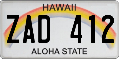 HI license plate ZAD412