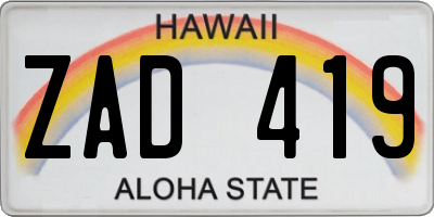 HI license plate ZAD419
