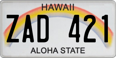 HI license plate ZAD421