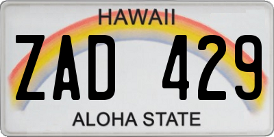 HI license plate ZAD429