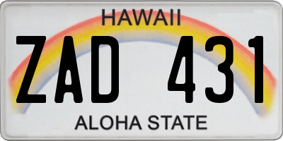 HI license plate ZAD431