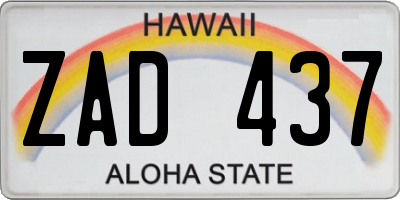 HI license plate ZAD437