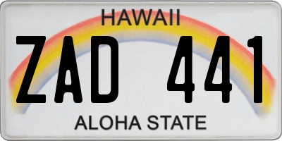 HI license plate ZAD441