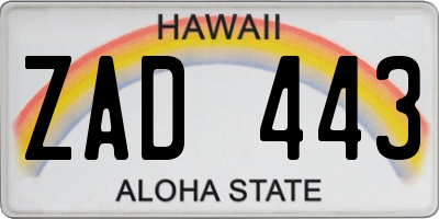 HI license plate ZAD443