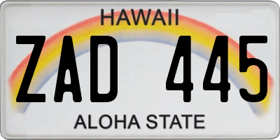 HI license plate ZAD445