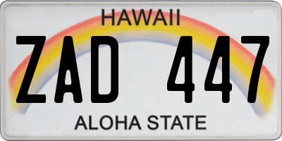 HI license plate ZAD447