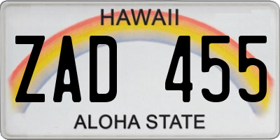HI license plate ZAD455