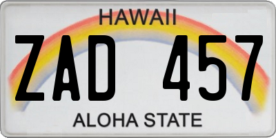 HI license plate ZAD457