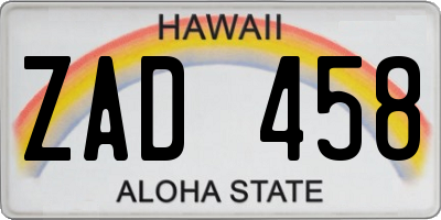 HI license plate ZAD458