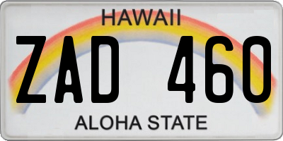 HI license plate ZAD460