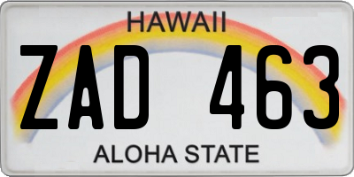 HI license plate ZAD463