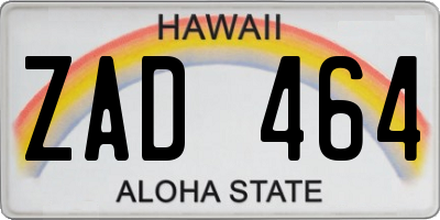 HI license plate ZAD464