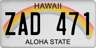 HI license plate ZAD471