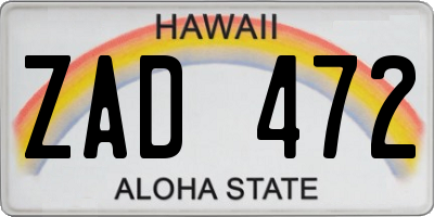 HI license plate ZAD472