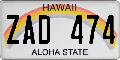 HI license plate ZAD474