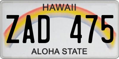 HI license plate ZAD475