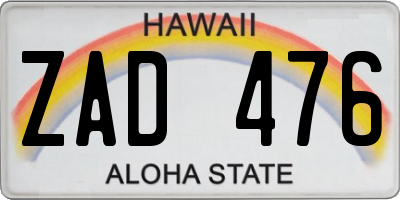 HI license plate ZAD476