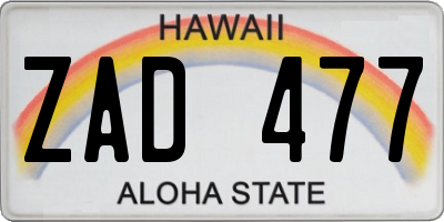 HI license plate ZAD477