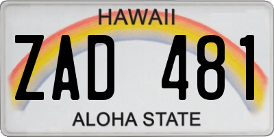 HI license plate ZAD481