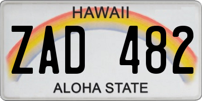 HI license plate ZAD482