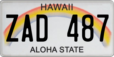 HI license plate ZAD487