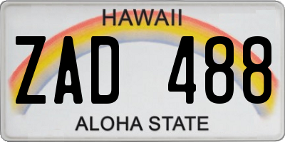 HI license plate ZAD488